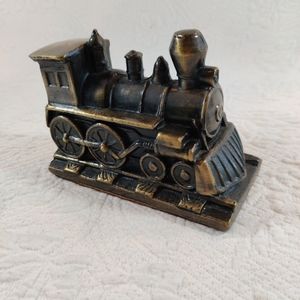 Vintage Brass Train Railroad Locomotive Part Of Bookend Great Paper Weight